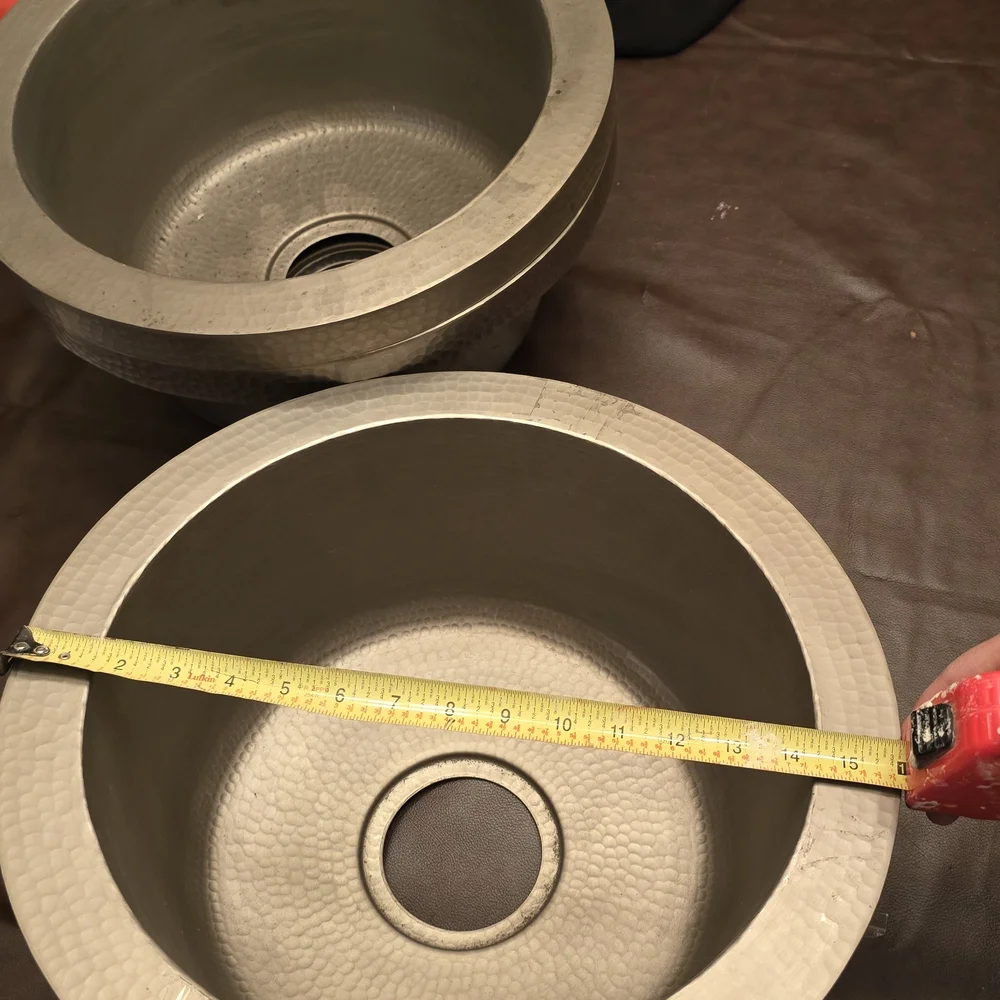Native Round Hammered Bathroom Sinks in Gray
